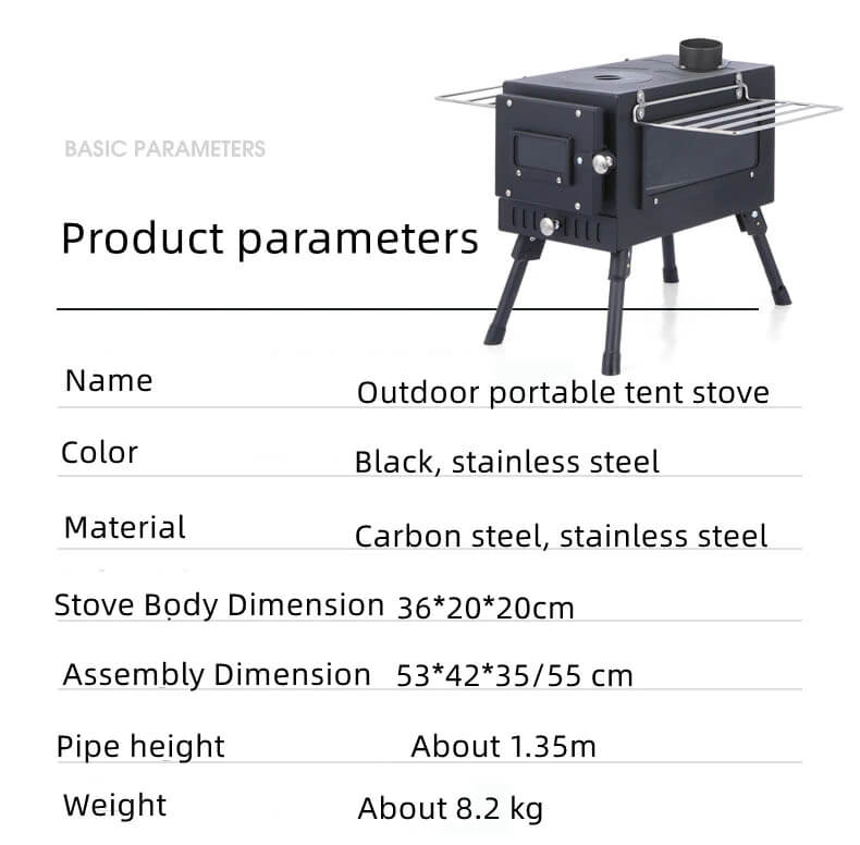 Outdoor Portable Tent Stove Carbon Steel